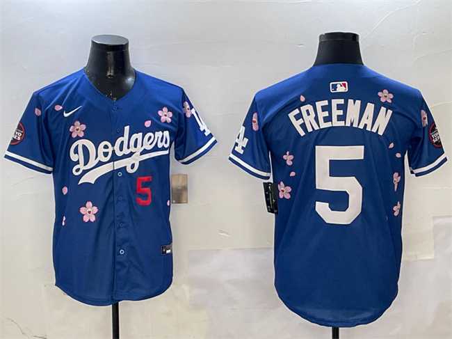 Men%27s Los Angeles Dodgers #5 Freddie Freeman Royal 2025 Tokyo Series Limited Stitched Jersey